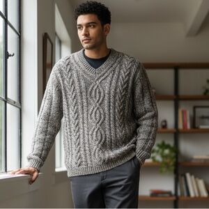 Vintage GAP Sweater Cable Knit Fisherman 100% Wool Mens Large